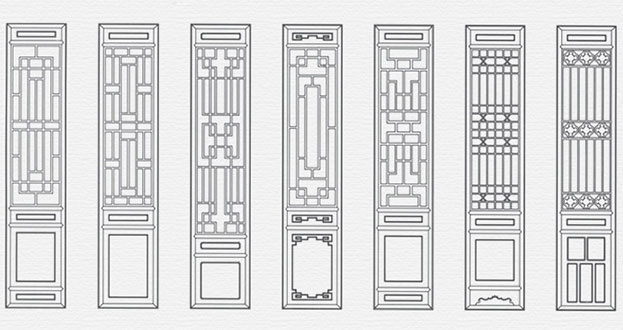 乐都常用中式仿古花窗图案隔断设计图